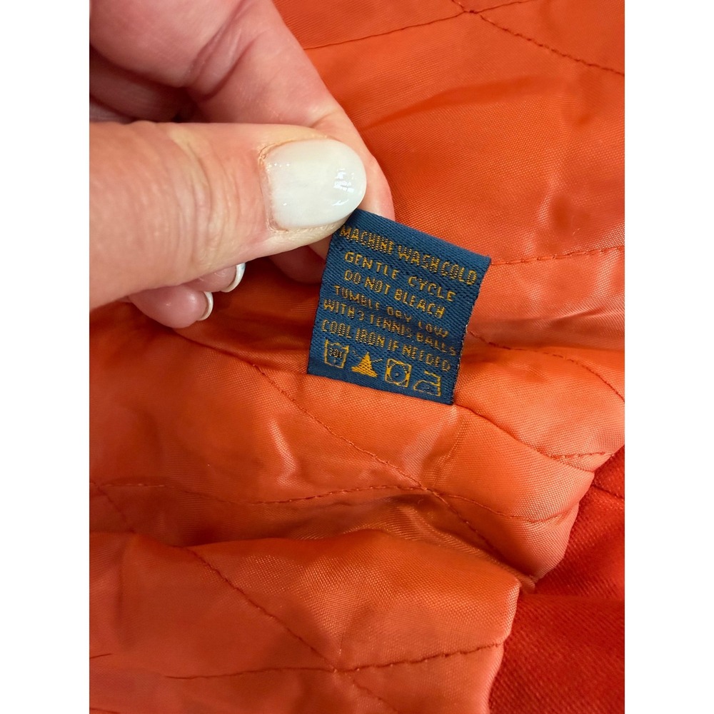 Millard Fillmore Double Breasted Pea Coat Jacket Womens M Orange Military Preppy - Picture 4 of 13